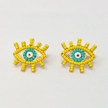 Load image into Gallery viewer, Yellow Beaded Eye Studs