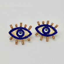 Load image into Gallery viewer, Navy on Navy Beaded Eye Studs