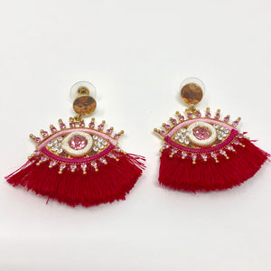 Hot Pink Tassel Earring