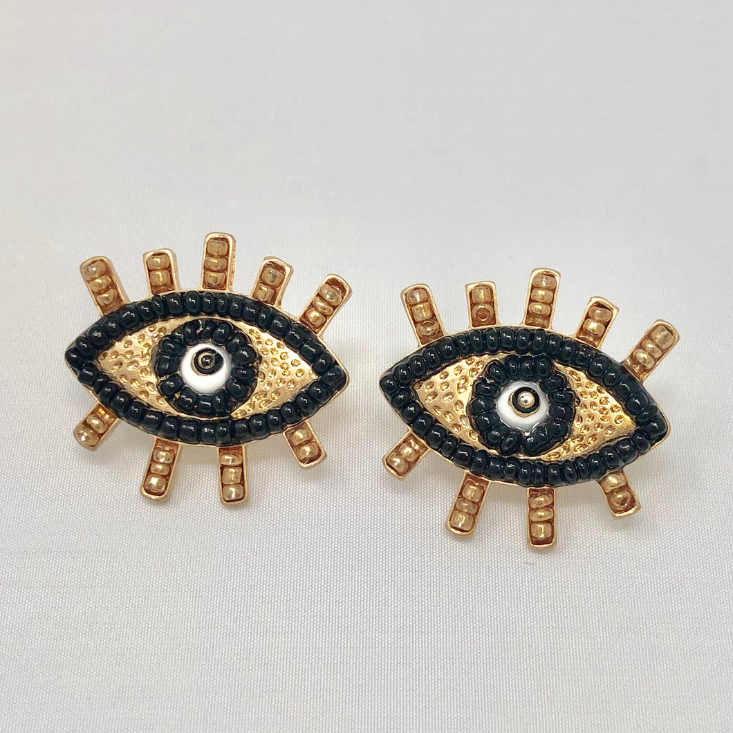 Black Beaded Eye Studs