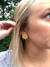 Load image into Gallery viewer, Yellow Beaded Eye Studs